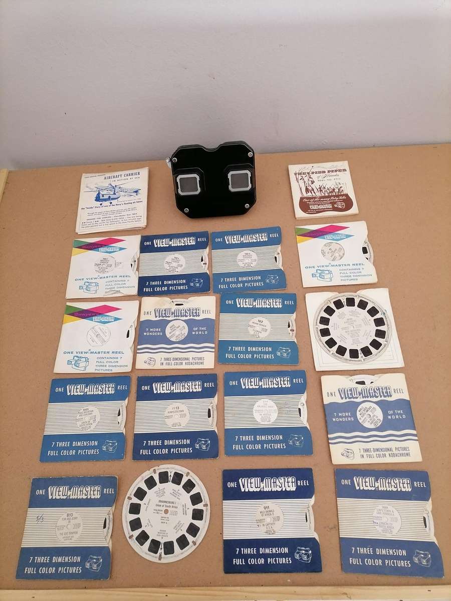 Viewmaster Model C Bakelite Vintage Sawyers BLACK view master 1950's - 16 SLIDES BUNDEL - PEWTER