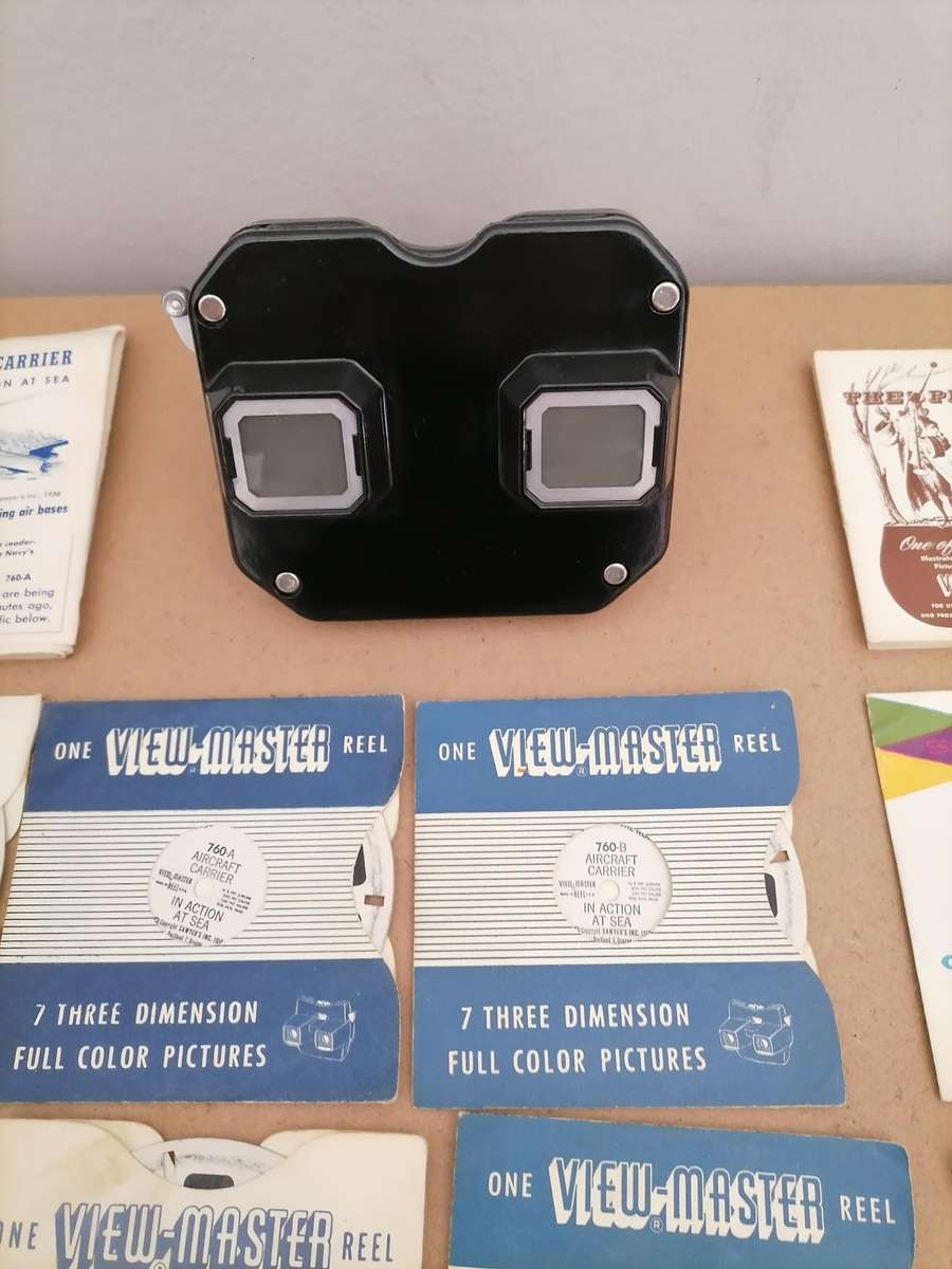 Viewmaster Model C Bakelite Vintage Sawyers BLACK view master 1950's - 16 SLIDES BUNDEL - PEWTER