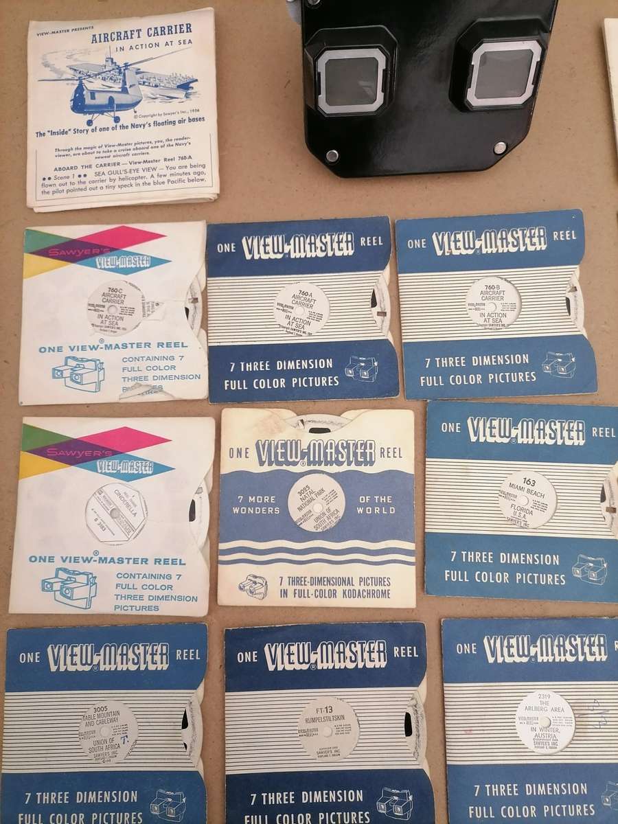 Viewmaster Model C Bakelite Vintage Sawyers BLACK view master 1950's - 16 SLIDES BUNDEL - PEWTER