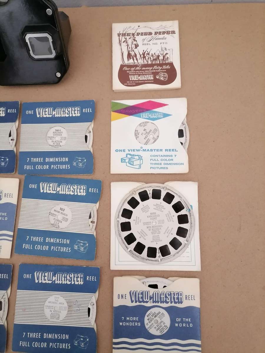 Viewmaster Model C Bakelite Vintage Sawyers BLACK view master 1950's - 16 SLIDES BUNDEL - PEWTER