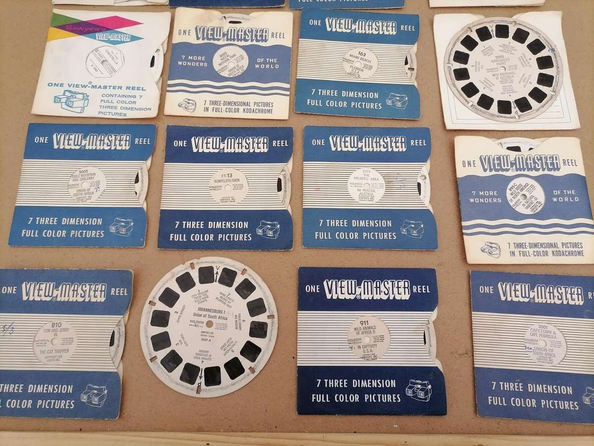 Viewmaster Model C Bakelite Vintage Sawyers BLACK view master 1950's - 16 SLIDES BUNDEL - PEWTER