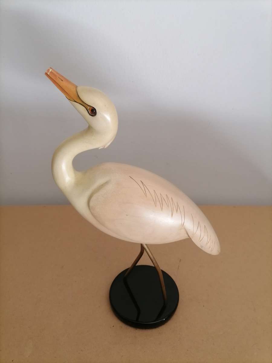 Feathers of Knysna carved and hand painted Cattle Egret Ltd Bird - 75/2000 - Selling as is