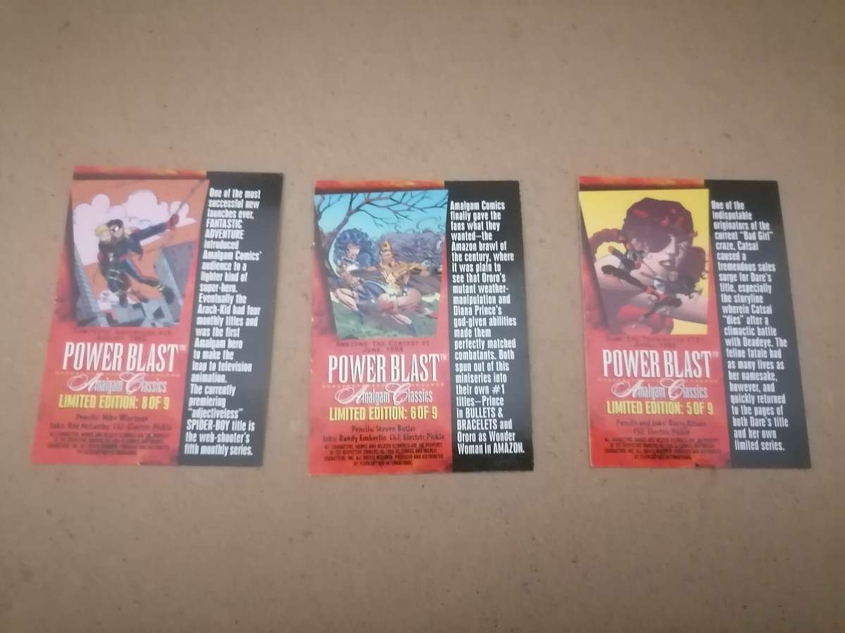 37 - 1996 AMALGAM COMICS CARDS - VG+ - LIMITED CANVAS CARDS - DC & MARVEL CHARACTERS