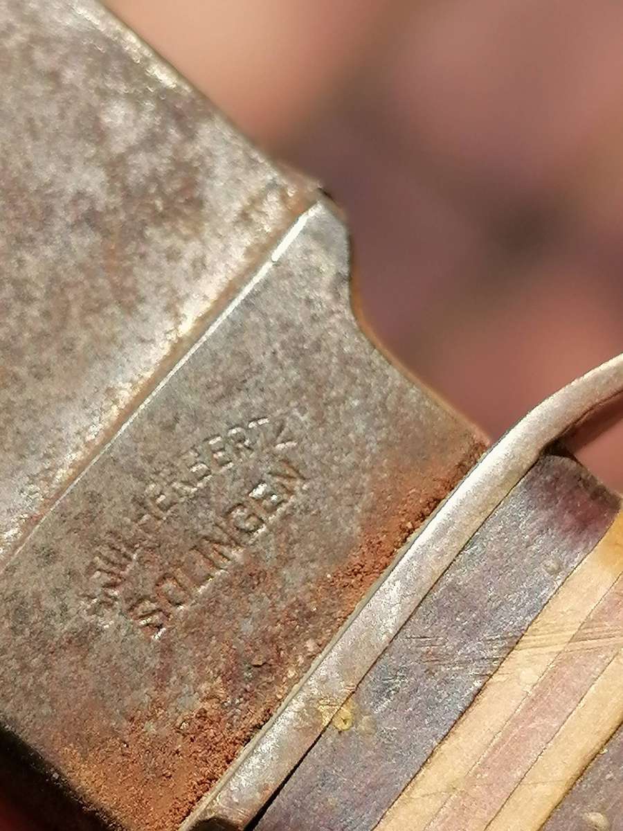 1940's - 1950's - Vintage C. Jul Herbertz German Soligen Rosterei Fixed Knife W/ Leather Sheath