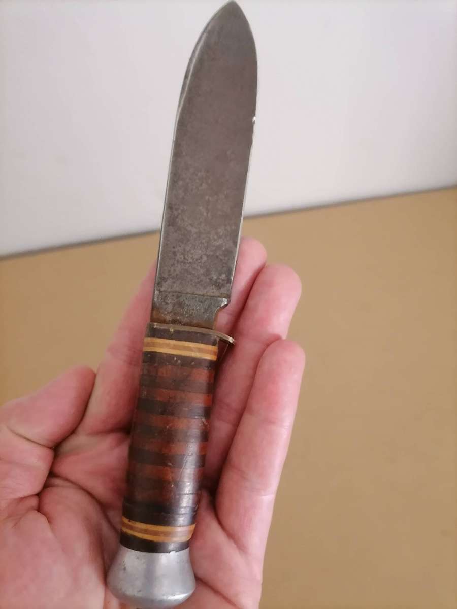 1940's - 1950's - Vintage C. Jul Herbertz German Soligen Rosterei Fixed Knife W/ Leather Sheath