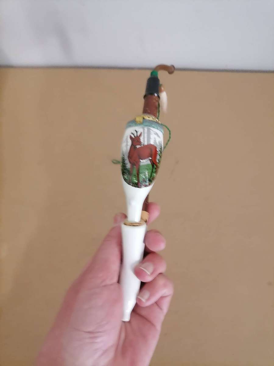 Vintage Smoking Pipe, German Porcelain Tobacco Pipe Hand Painted - Selling as a display