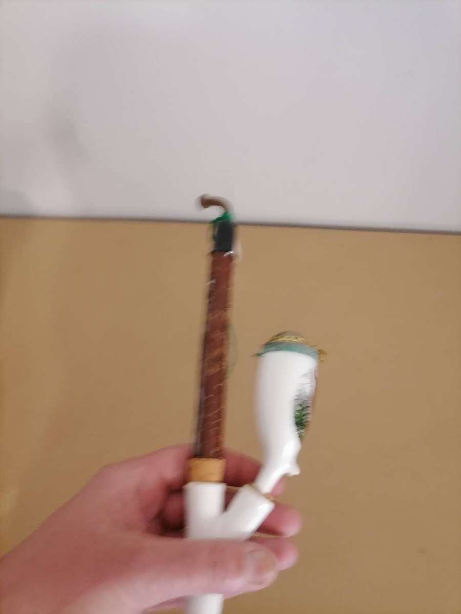 Vintage Smoking Pipe, German Porcelain Tobacco Pipe Hand Painted - Selling as a display