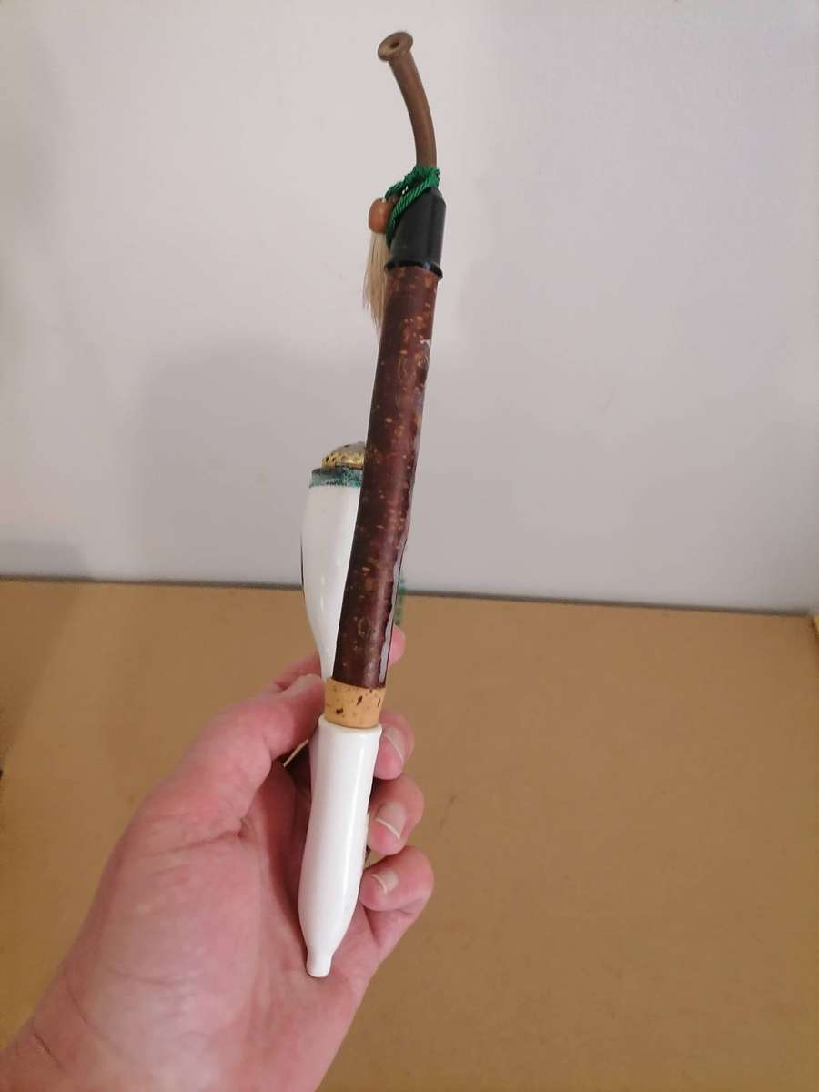 Vintage Smoking Pipe, German Porcelain Tobacco Pipe Hand Painted - Selling as a display