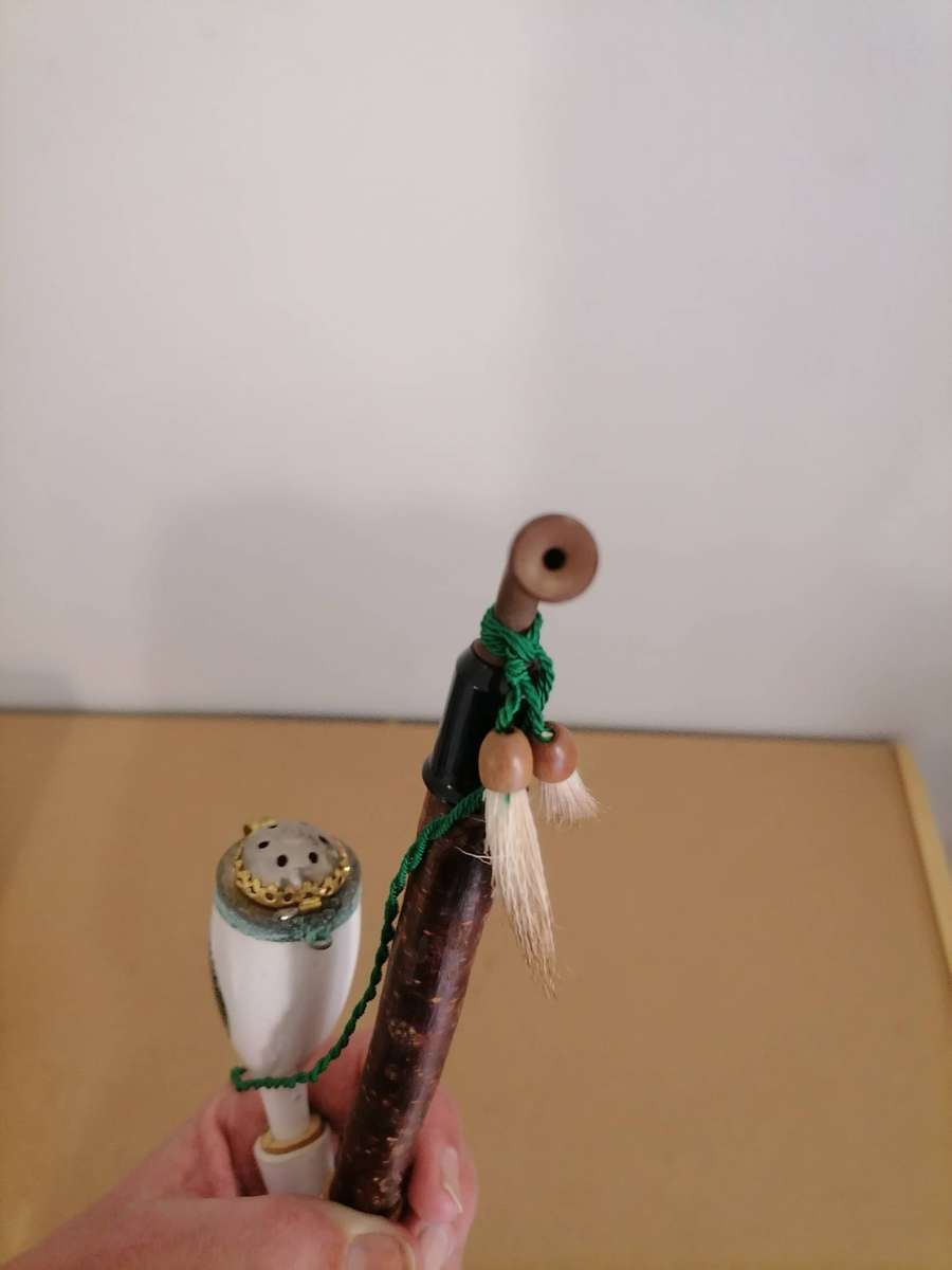 Vintage Smoking Pipe, German Porcelain Tobacco Pipe Hand Painted - Selling as a display