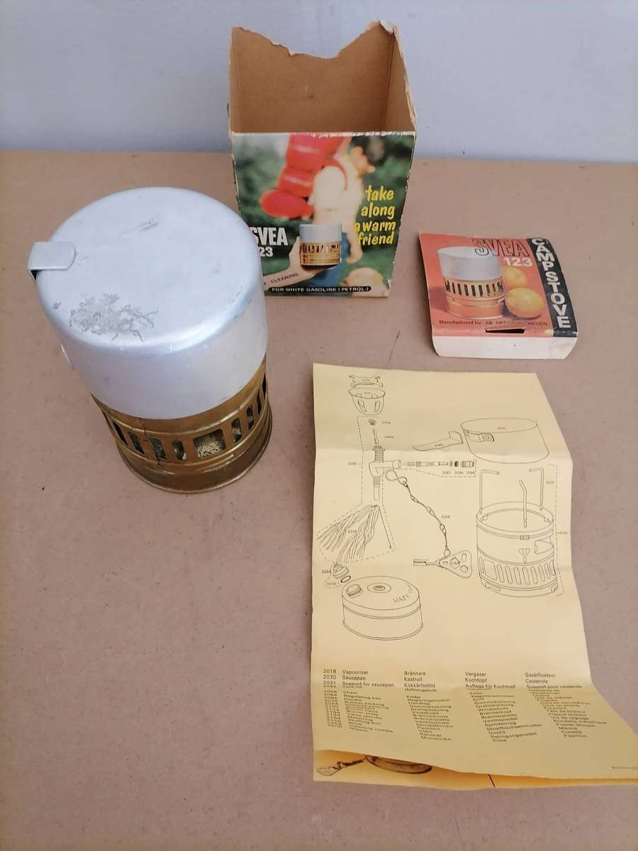 1960's Vintage OPTIMUS SVEA 123 Made in Sweden Camping Stove Backpacking WITH KEY - With box & Book