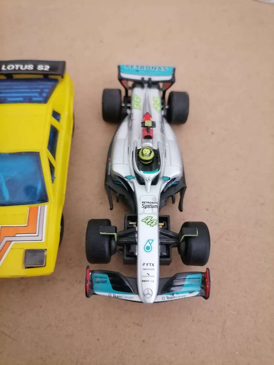 3 X VINTAGE SLOT CARS - LOTUS 32 - MARTINI PORSCHE - CARRIERA GO MERCEDES SCALE 1:43 - VERY RARE