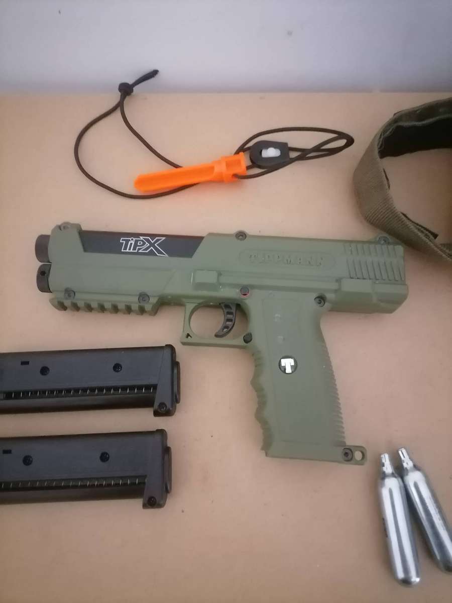 Tippmann TPX 0.68 Caliber Olive - Tippmann Holster - 100% WORKING - 2 MAGIZENES - 2 Gas sylinders