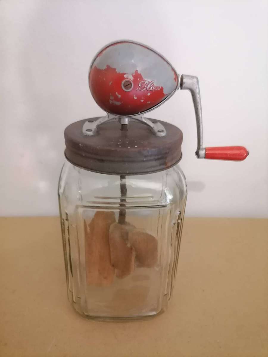 1940'S Vintage Original Glass Blow Butter Churn - BRITISH REGD. 856612 - NOT ORIGINAL BOTTLE