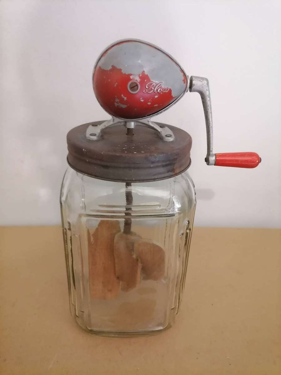 1940'S Vintage Original Glass Blow Butter Churn - BRITISH REGD. 856612 - NOT ORIGINAL BOTTLE
