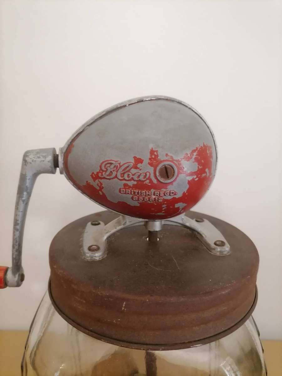 1940'S Vintage Original Glass Blow Butter Churn - BRITISH REGD. 856612 - NOT ORIGINAL BOTTLE