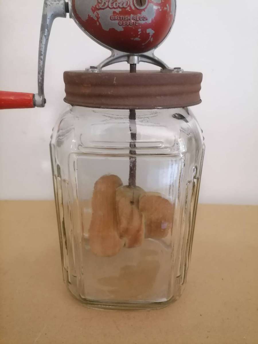1940'S Vintage Original Glass Blow Butter Churn - BRITISH REGD. 856612 - NOT ORIGINAL BOTTLE