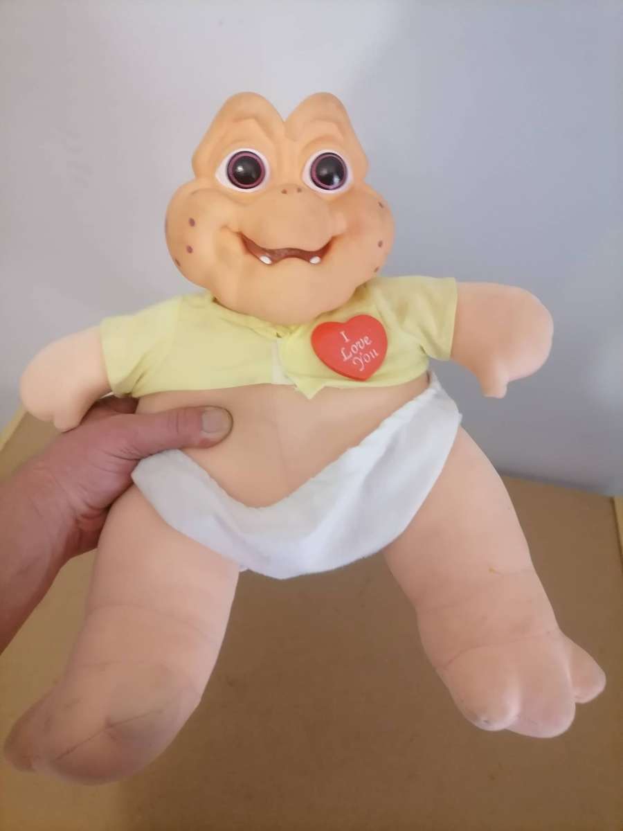Vintage Plush, Dinosaurs 'Baby Sinclair' Hard Plastic Head - Soft Toy