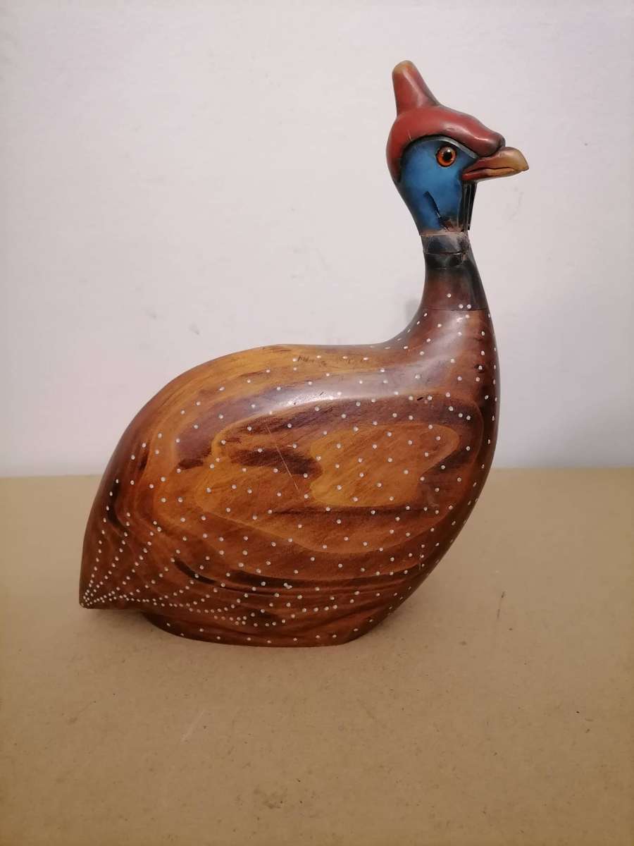 FEATHERS OF KNYSNA WOODEN CROWNED GUINEA FOWL Limited Edition 53/975A Hand Painted & Carved 1 of 2