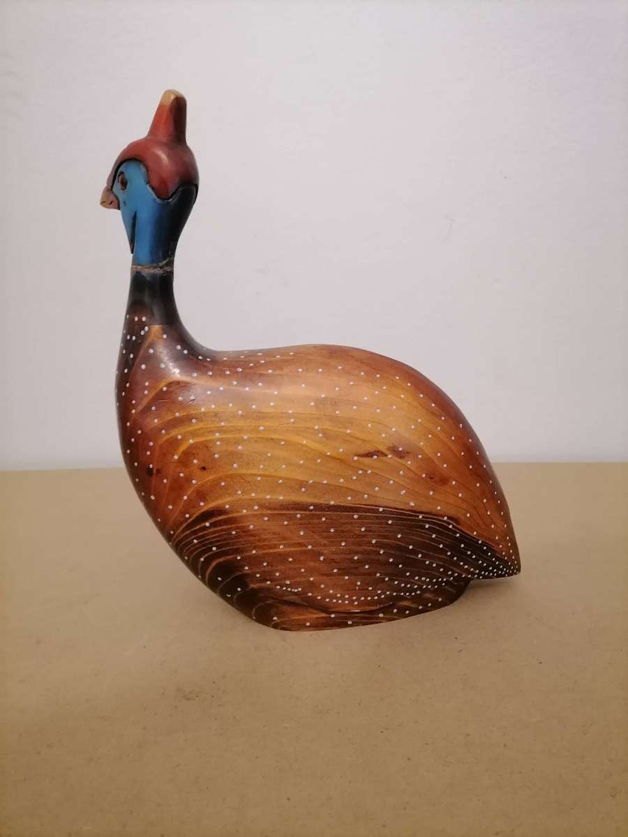 FEATHERS OF KNYSNA WOODEN CROWNED GUINEA FOWL Limited Edition 53/975A Hand Painted & Carved 1 of 2