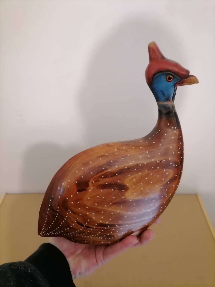FEATHERS OF KNYSNA WOODEN CROWNED GUINEA FOWL Limited Edition 53/975A Hand Painted & Carved 1 of 2