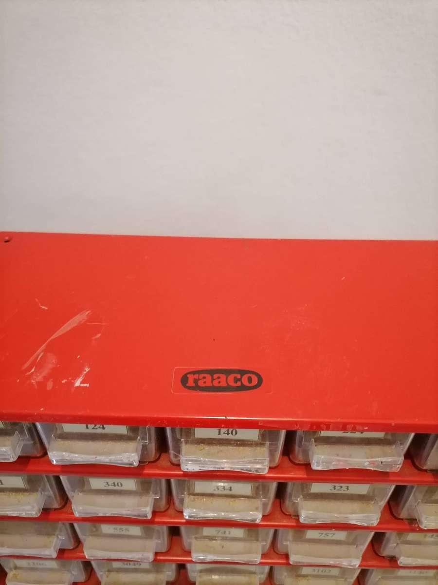 Raaco Metal Organizer -Bright Red- retro- Storage- Crafts 40 Drawers -Sewing- Industrial- Garage-