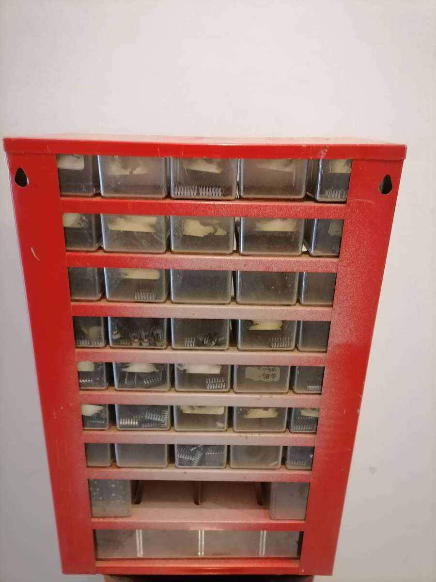 Raaco Metal Organizer -Bright Red- retro- Storage- Crafts 40 Drawers -Sewing- Industrial- Garage-