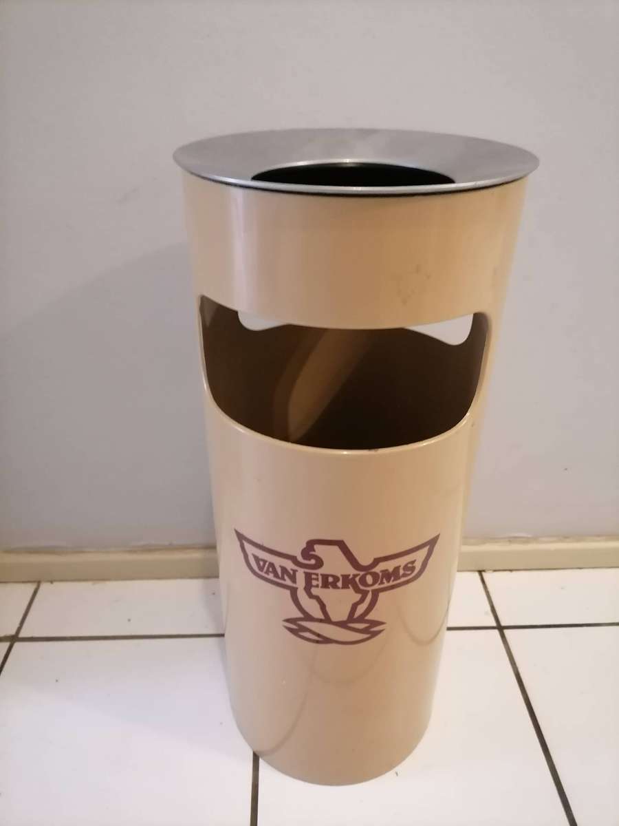 1980'S - VAN ERKOMS TABACCO SA BRANDED ASHTRAY AND DUSTBIN - 60 CM HEIGHT - AMAZING CONDITION