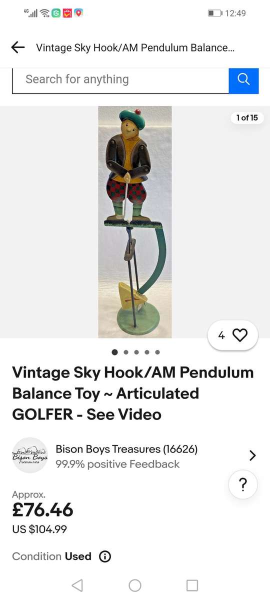 Vintage AM 2006 Sky Hook/AM Pendulum Balance DECOR ~ Articulated GOLFER - 56 CM HEIGHT WITH STAND