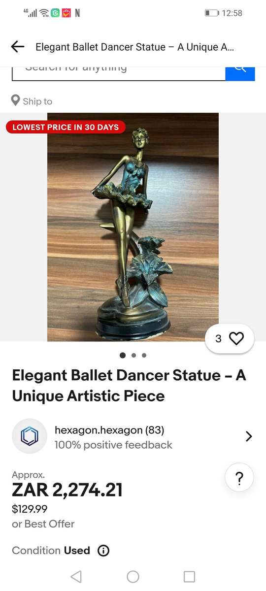 Elegant Ballet Dancer Statue  A Unique Artistic Piece - MADE from RESIN - 31 CM HEIGHT - Marked