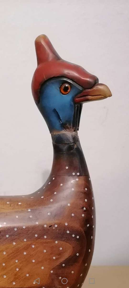 FEATHERS OF KNYSNA WOODEN CROWNED GUINEA FOWL Limited Edition 53/975A Hand Painted & Carved 1 of 2