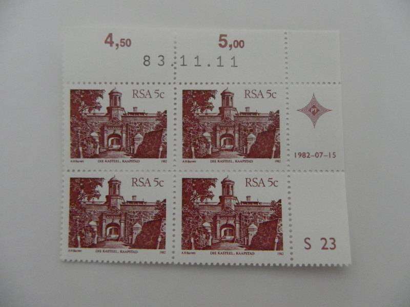RSA 4th Definitive Series (1982) - 5c Mint Control Block #S23 Dated 83.11.11