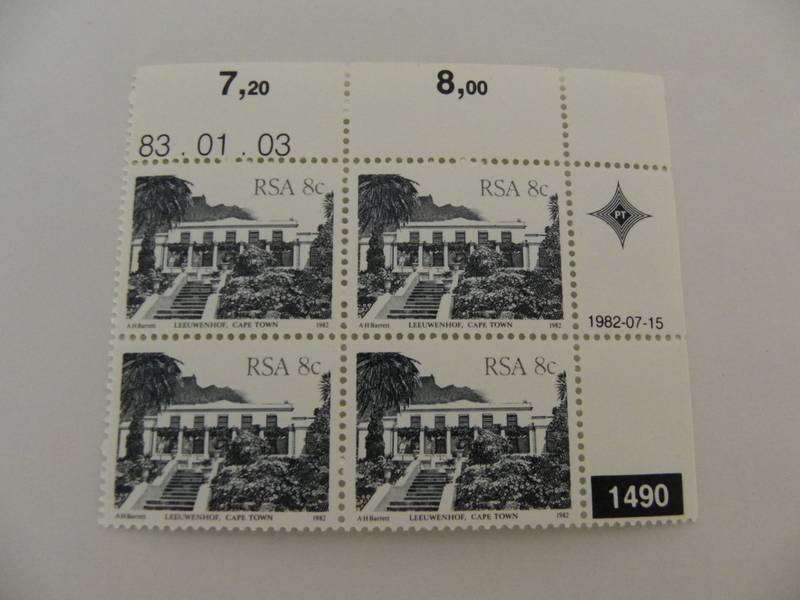 RSA 4th Definitive Series (1982) - 8c Mint Control Block #1490 Dated 83.01.03