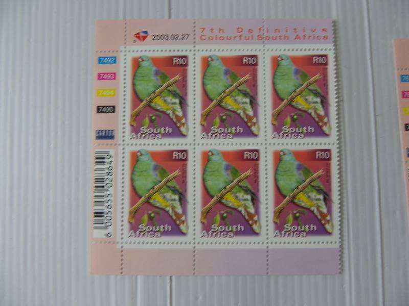 RSA 7th Definitive Series (2000) - Colourful SA R10 Mint Control Block #7492 Dated 2003-02-27