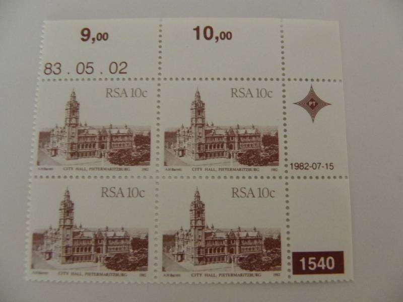 RSA 4th Definitive Series (1982) - 10c Mint Control Block #1540 Dated 83.05.02