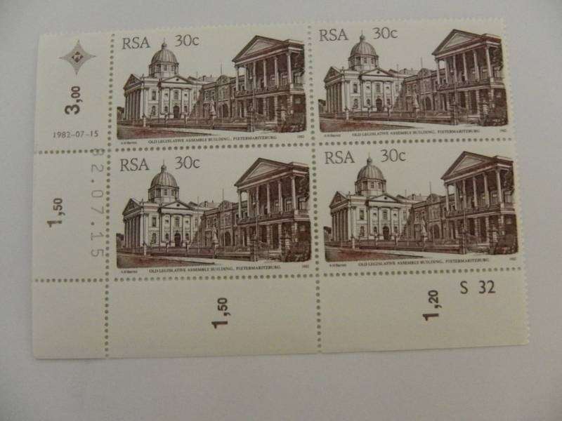 RSA 4th Definitive Series (1982) - 30c Mint Control Block #S32 Dated 82.07.15