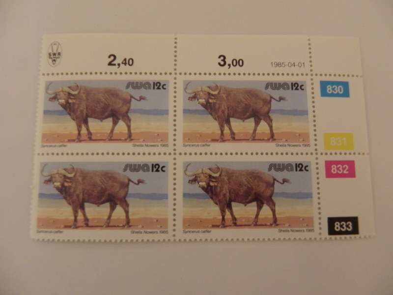 SWA 3rd Definitive Series (1980) - Animals 12c Mint Control Block #830 Dated 1985-04-01