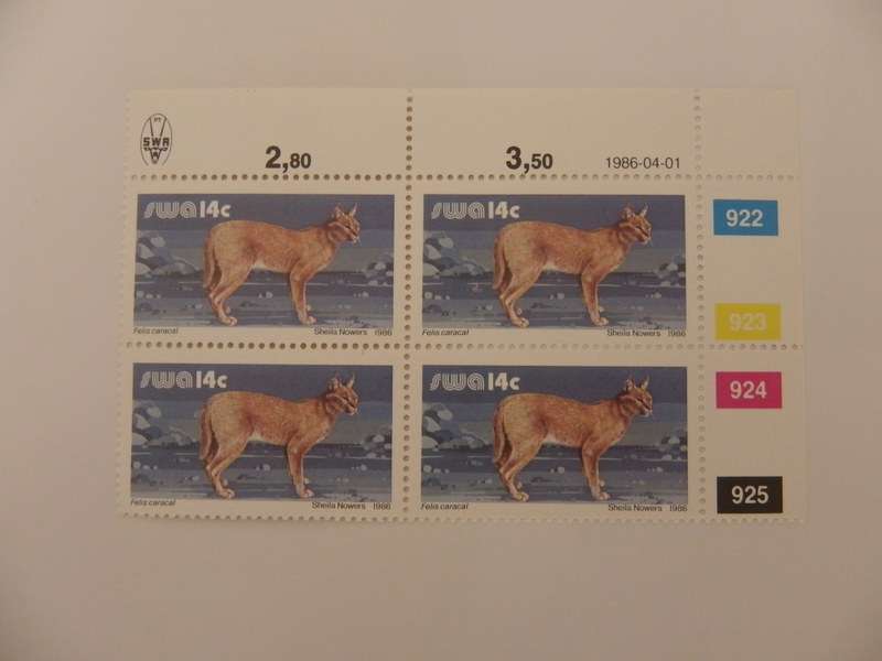 SWA 3rd Definitive Series (1980) - Animals 14c Mint Control Block #922 Dated 1986-04-01