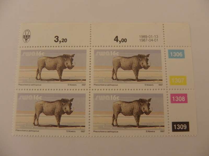 SWA 3rd Definitive Series (1980) - Animals 16c Mint Control Block #1306 Dated 1989-01-13
