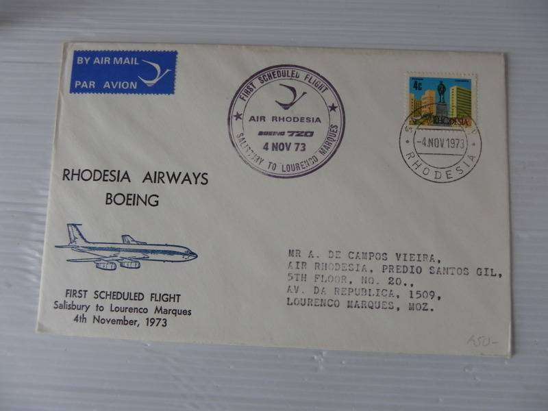 Rhodesia (1973) - 1st Scheduled Flight Salisbury to LM Illustrated FDC