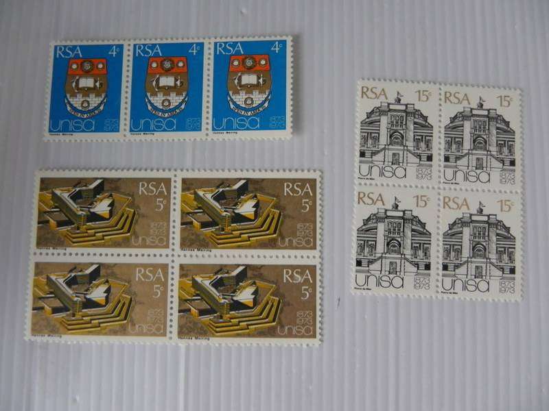 RSA 1.26 (1973) - UNISA Centenary Official Mint Set in Blocks of 4 Stamps