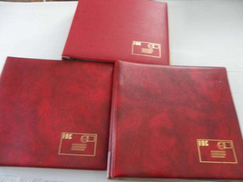 Red FDC Albums x3  with 2 Pockets per Page and 20+ Pages. (as good as new !!)