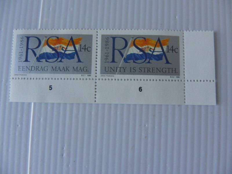 RSA 4.16 (1986) - 25th Anniversary of SA Flag Mint Corner Pair