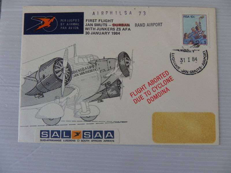 RSA (1984) - 1st Flight Jan Smuts to Rand Airport FLIGHT ABORTED DUE TO CYCLONE DOMOINA!!!!!!!