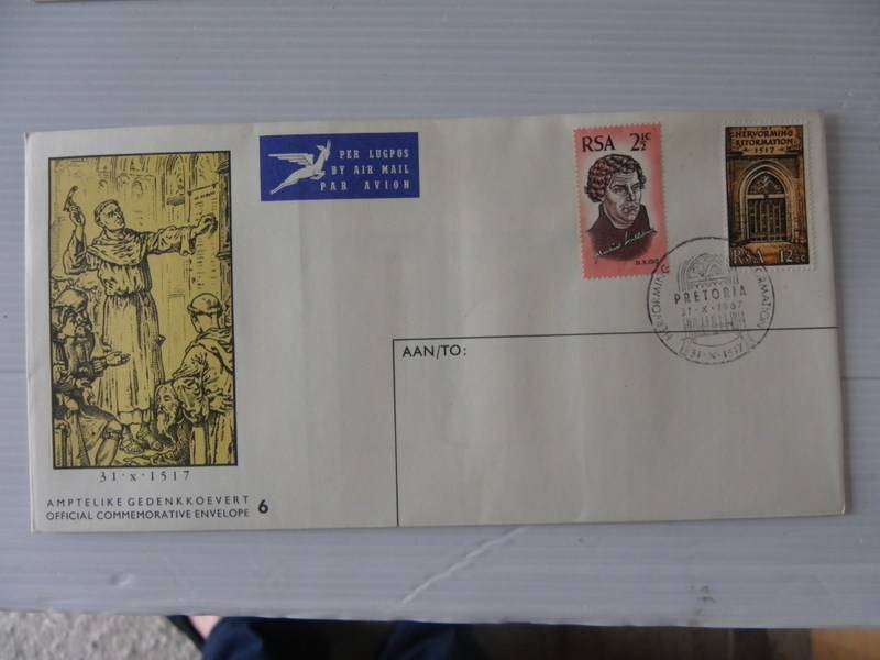 RSA 1.06 (1967) - 450th Anniversary of Reformation Official FDC Unaddressed!!!