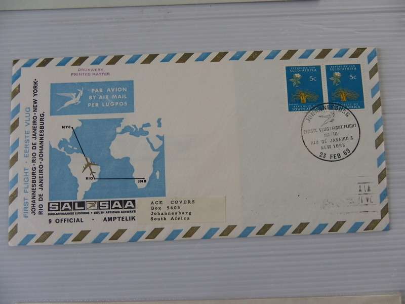 RSA 1.09 (1969) - First Flight JHB - Rio De Jannerio - New York Official FDC