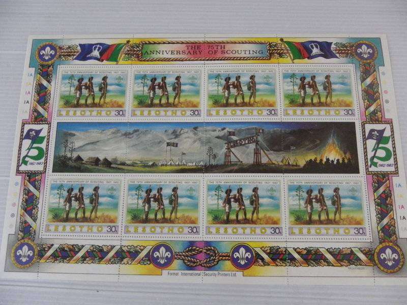 Lesotho (1982) - 75th Anniversary of Boy Scouts Mint Set in Full Sheets