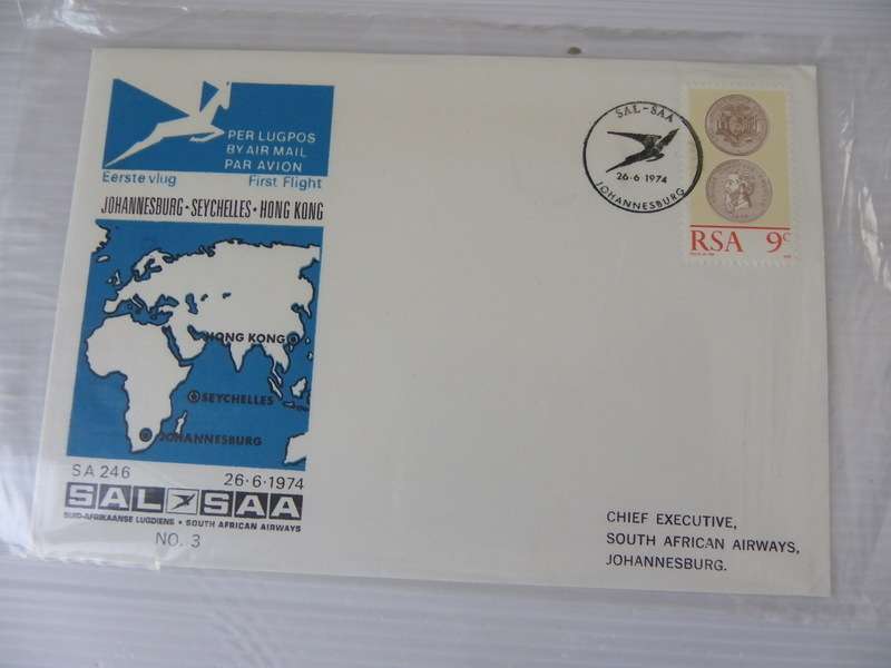 RSA (1974) - SAA #03 Flight from JHB to Hong Kong FDC