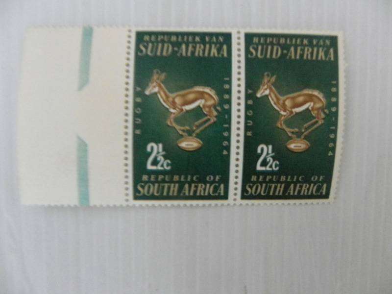 RSA (1964) - 75th Anniversary of Rugby Board 2 1/2 c Mint Marginal Pair