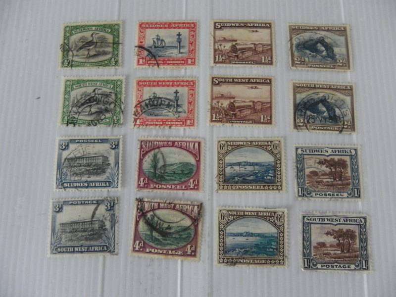 SWA Pictorials - Used Set in Eng & Afr Stamps