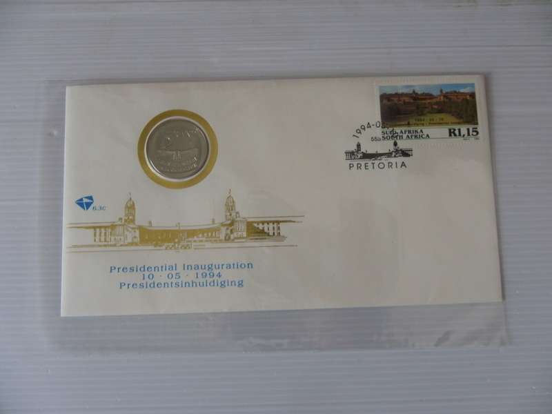 RSA 6.03c (1994) - Inauguration of President Mandela FDC With Coin (Untampered)
